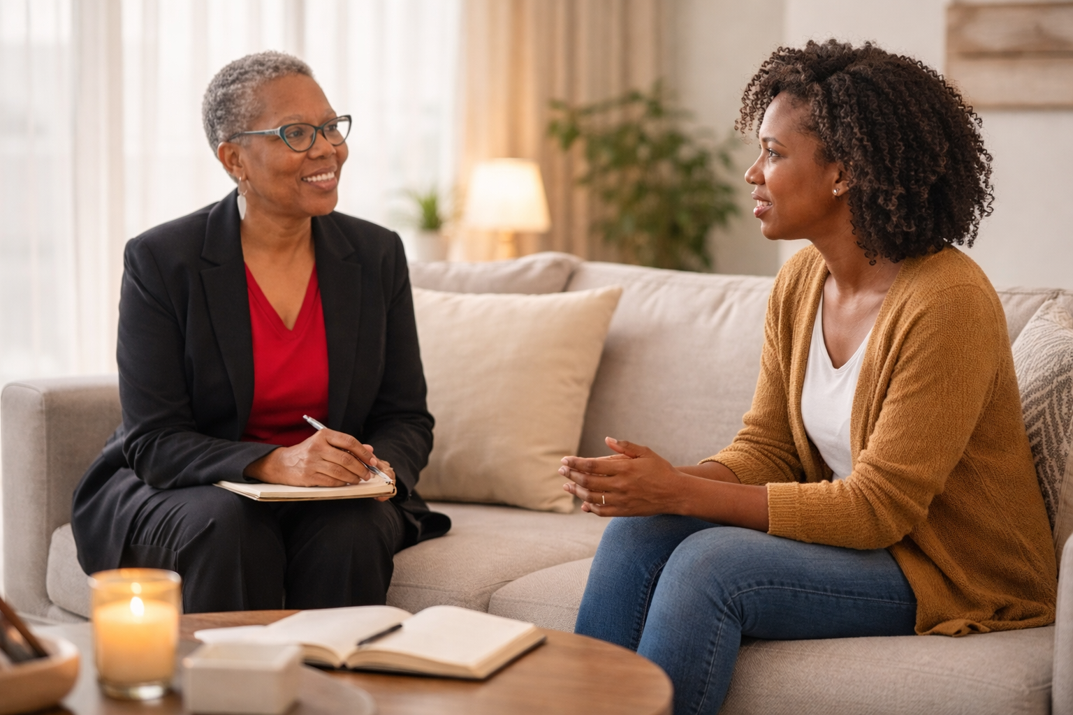 A calm, peaceful moment for reflection and support